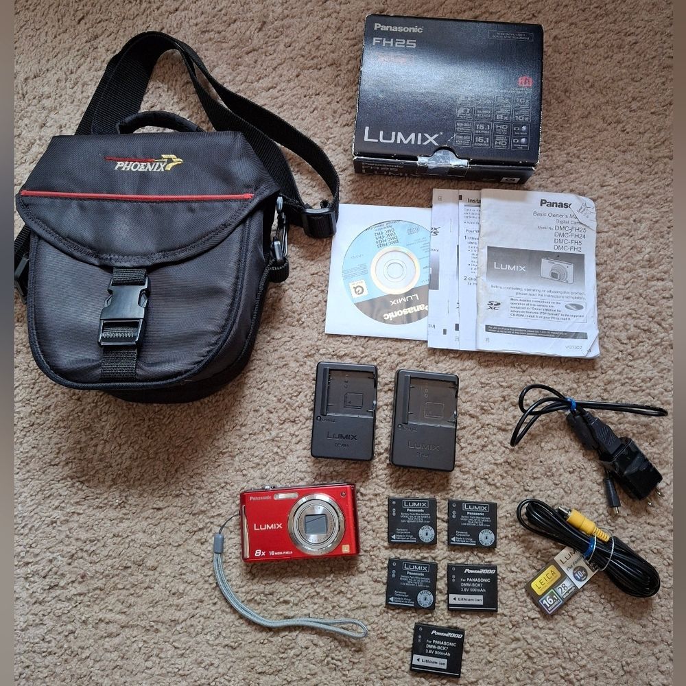 Panasonic DMC-FH25R 16.1MP Digital Camera Lot